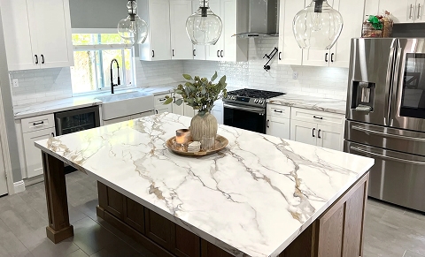 Kitchen with marble style kitchen